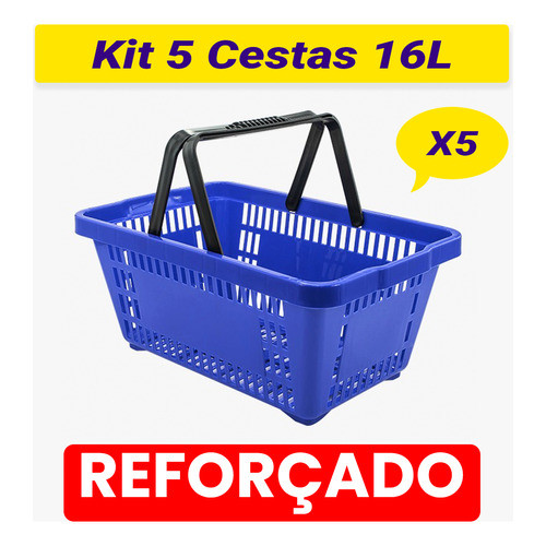 5 Cestas De Compras Supermercado Cestinha Plástica P/ Mercado Lojas Conveniência Petshop Multiuso em Oferta na Shopee