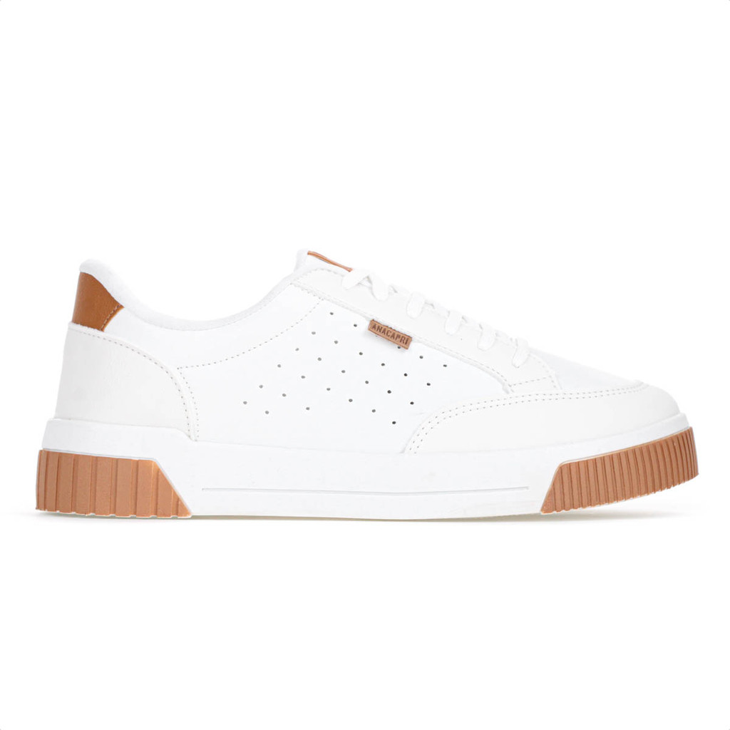 Tênis Anacapri Urban Furinhos Branco e Marrom - Feminino em Oferta na Shopee