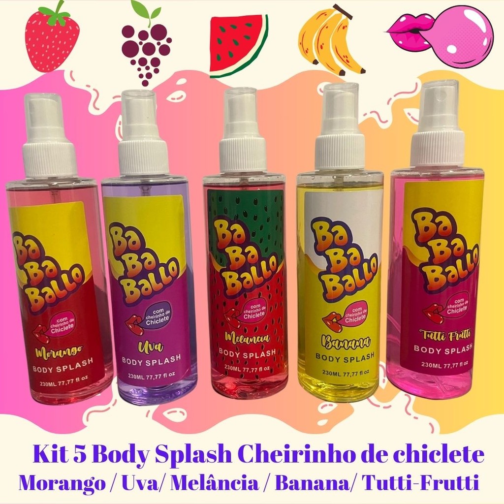 Kit 5 Body Splash Corporal Cheirinho de Chiclete 230ml Cada em Oferta na Shopee