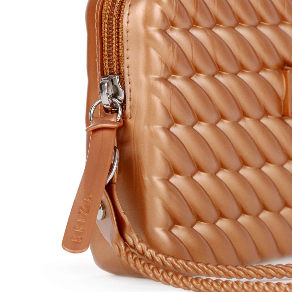 Detalhes do Bolsa Clutch Brizza Arezzo Alça Marrocos Marrom Metalizado - Feminino