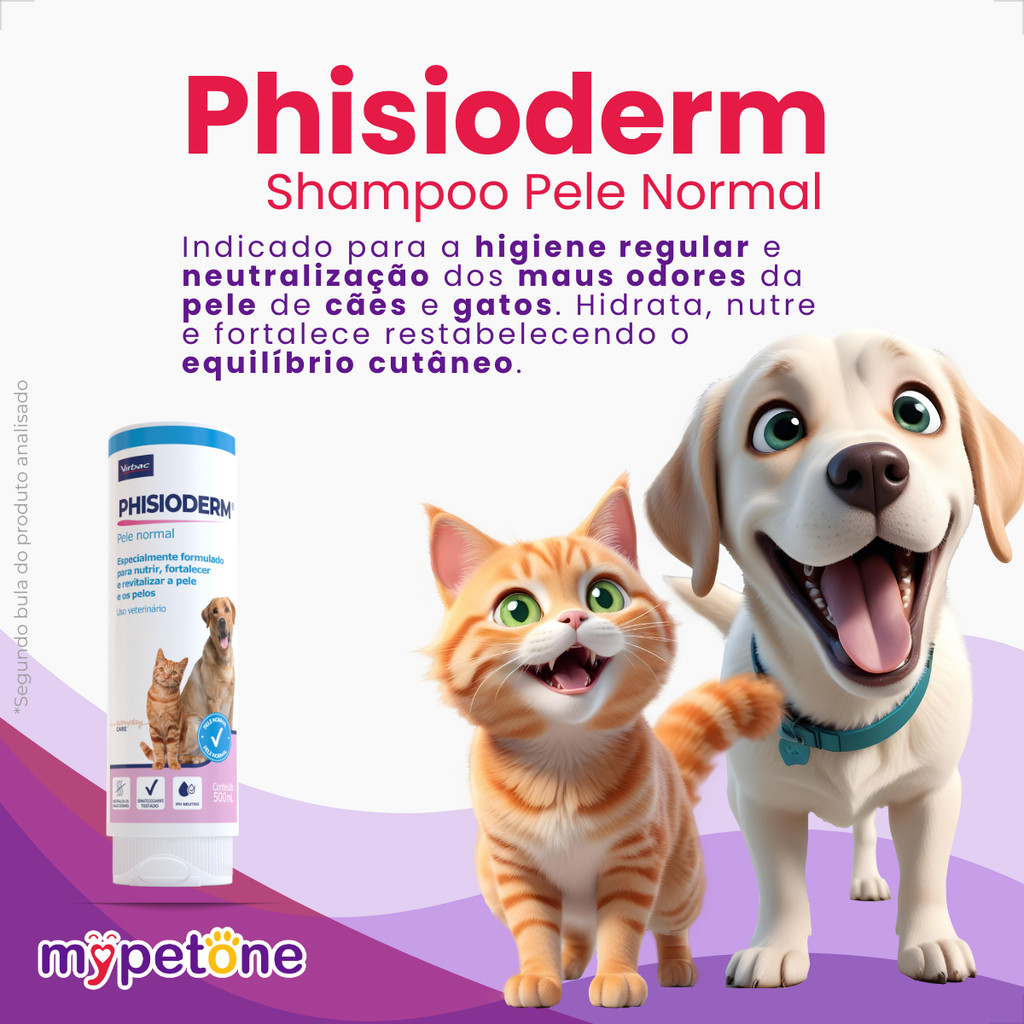 Phisioderm Shampoo Pele Normal Virbac - 500mL — imagem 2 de 2