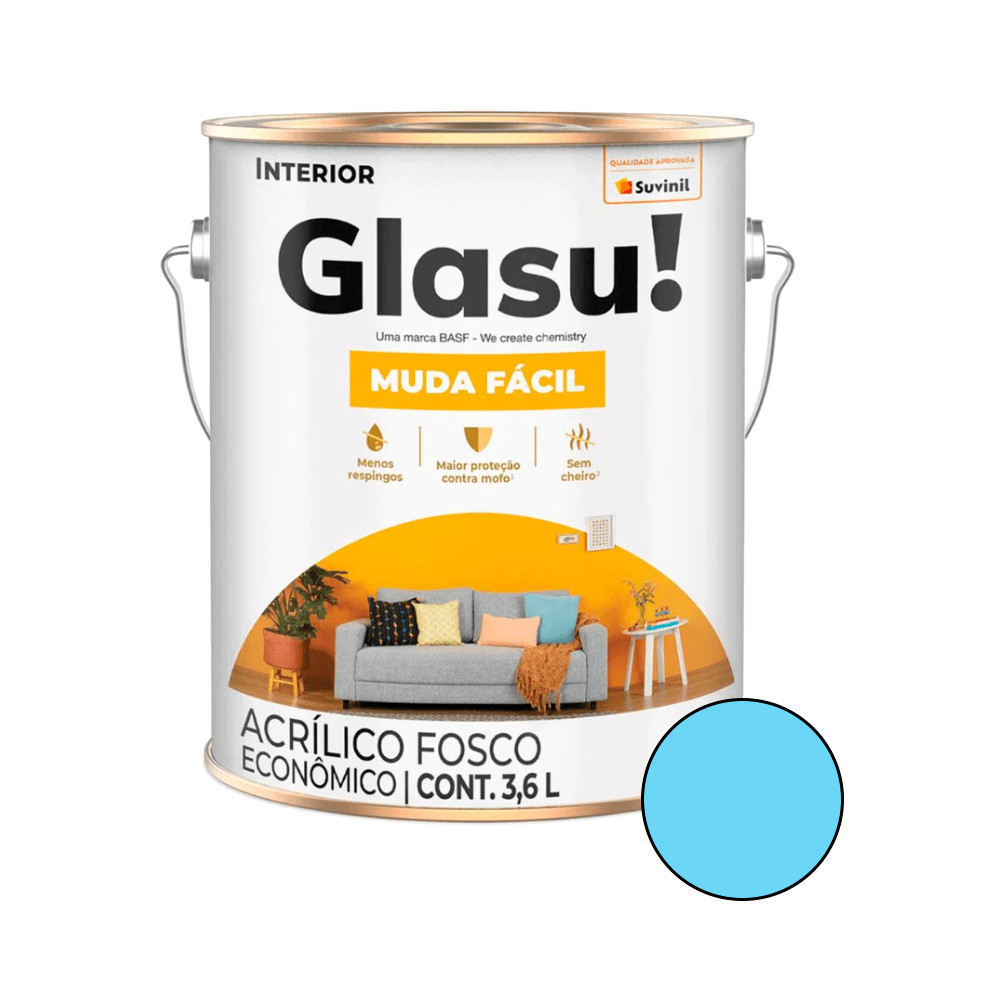 Tinta Glasu Muda Fácil Acrílico Céu Claro Fosco 3,6L - SUVINIL - Home & Living