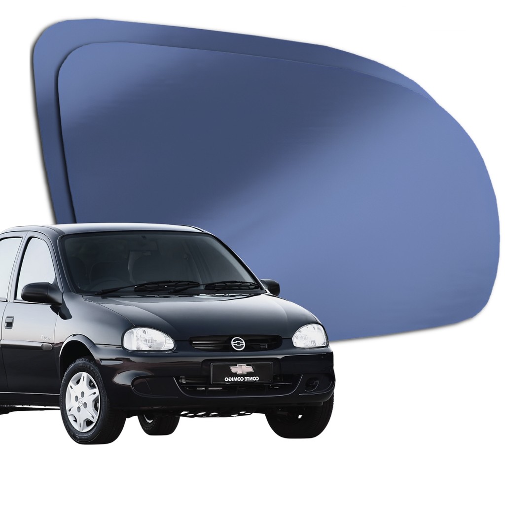 Lente Espelho Retrovisor Convexo Metalizado Azul Corsa 1993 a 2002 Classic 2003 a 2012