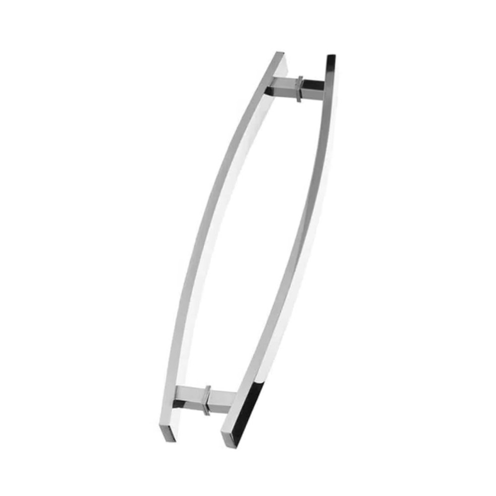 Puxador Duplo Plano Inox Frontal Curvo Polido - União Mundial 600mm