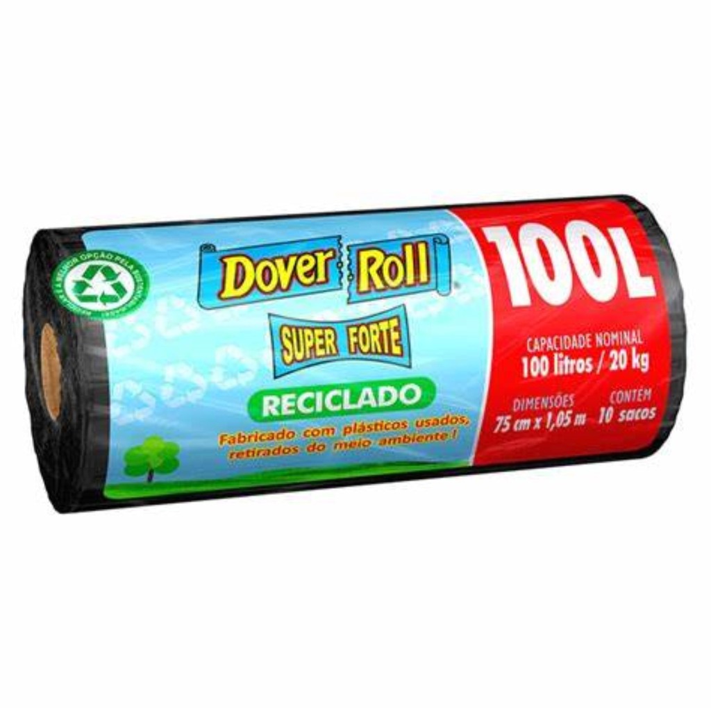 Dover Roll Saco P/ Lixo Reforcado Super Econom Preto Rolo 100L em Oferta na Shopee