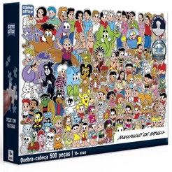 QUEBRA CABEÇA TURMA DA MÔNICA 500 PEÇAS PERSONAGENS MAGALI CASCÃO CEBOLINHA CRIANÇA DESENHO PUZZLE