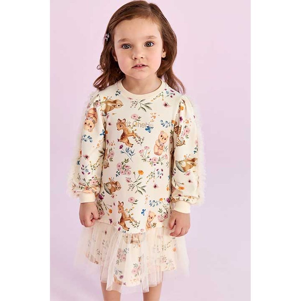 Vestido Dolce Giardino em Algodão e Tule - Petit Cherie