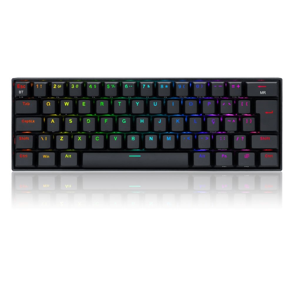 TECLADO MECANICO GAMER DRACONIC PRO RGB WIRELESS SWITCH BLUE REDRAGON K530RGB-PRO PRETO