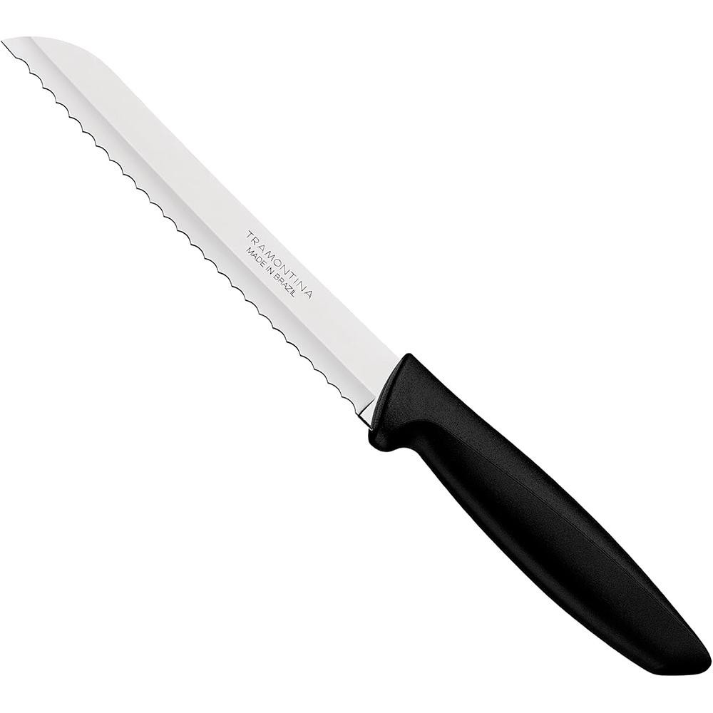 Faca para Pão 7" Tramontina Plenus com Lâmina em Aço Inox e Cabo de Polipropileno Preto 1 Peça