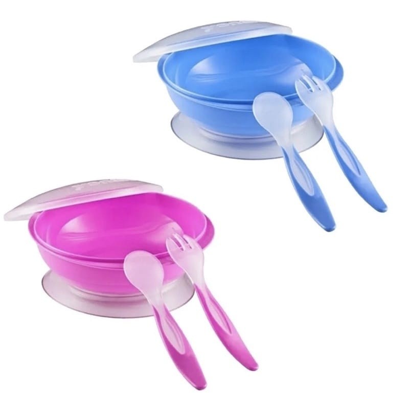 Pratinho Alimentação Bebê 3 Peças Prato, Colherzinha, Garfo Kit Refeição Pratinho Ventosa Introdução Alimentar. em Oferta na Shopee