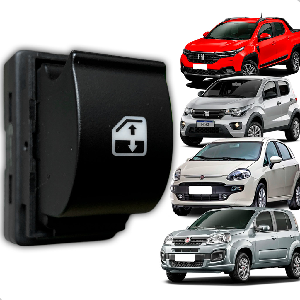 Comando Vidro Elétrico Simples 1 Botão Porta Passageiro LED Branco Fiat Mobi Uno Strada Punto em Oferta na Shopee