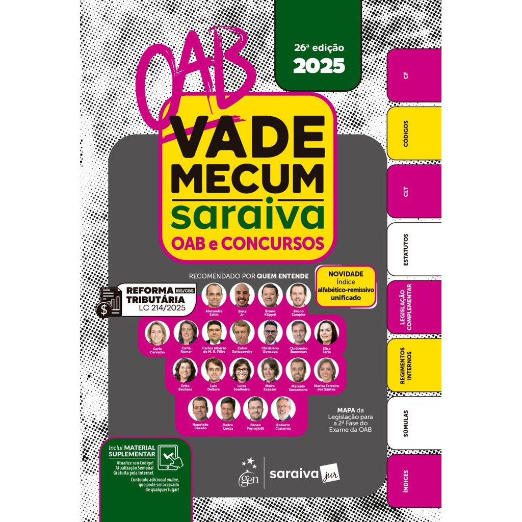 Livro Vade Mecum Saraiva OAB e Concursos - 26ª Edição 2025 - Por Leitura Kennedy