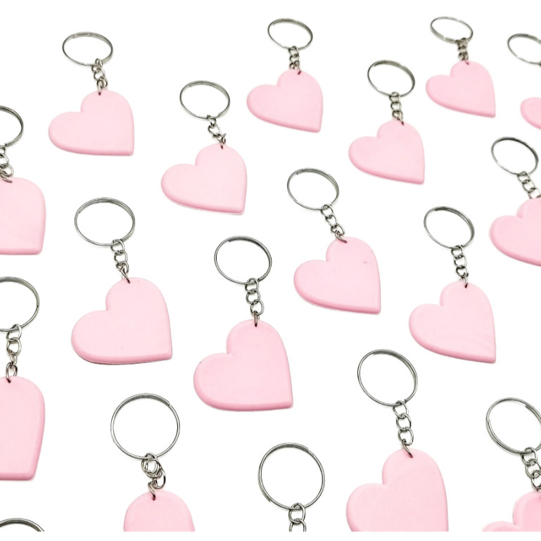 Chaveiro Coração Rosa 10un Barato Coraçãozinho Emborrachado Novidade