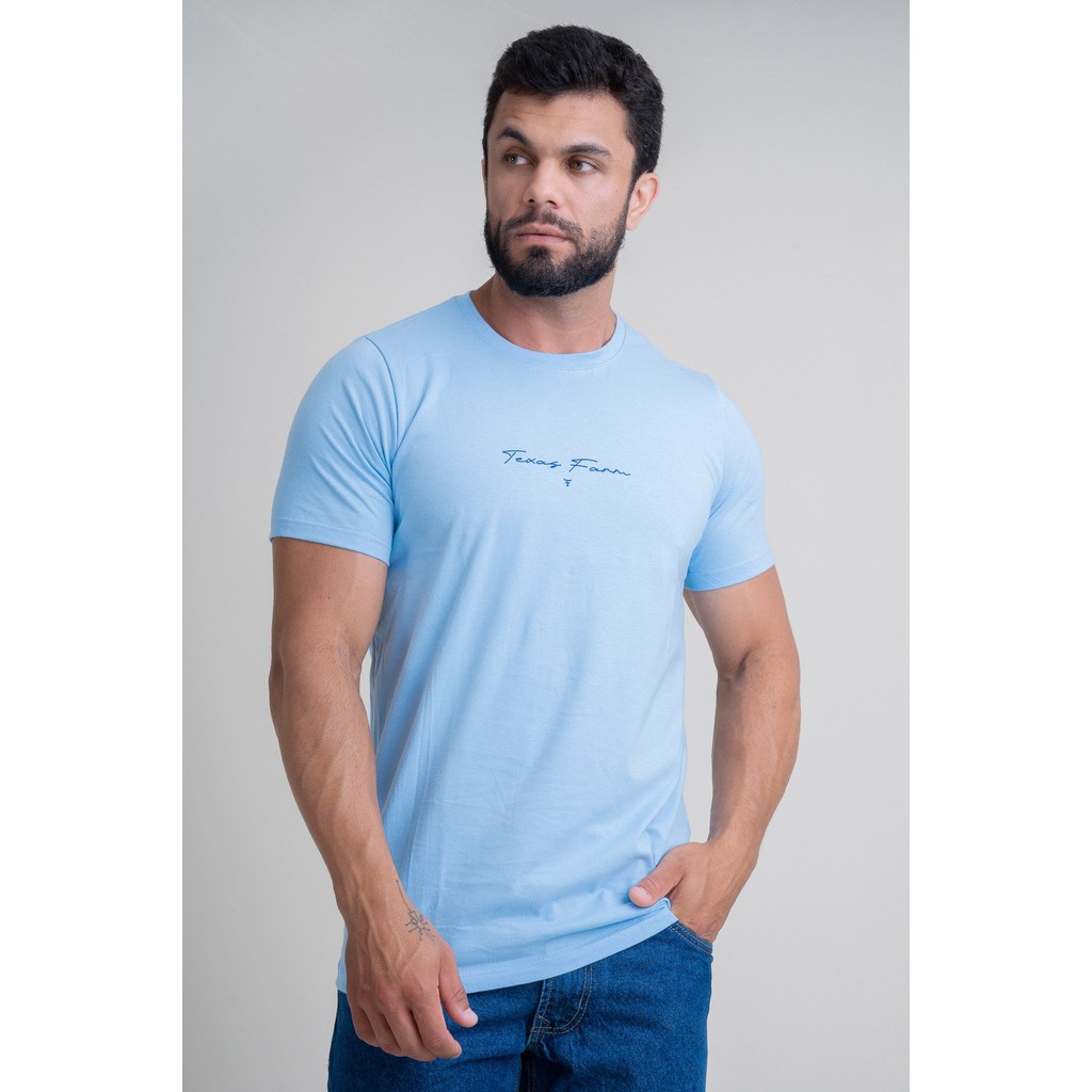 Camiseta Masculina Texas Farm - Cm630 - Azul Bebê/ Azul Royal