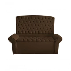 Kit Dubaí Cabeceira De Cama Box Casal E Recamier Baú Queen 160 Cm Suede Marrom Do Lar Móveis