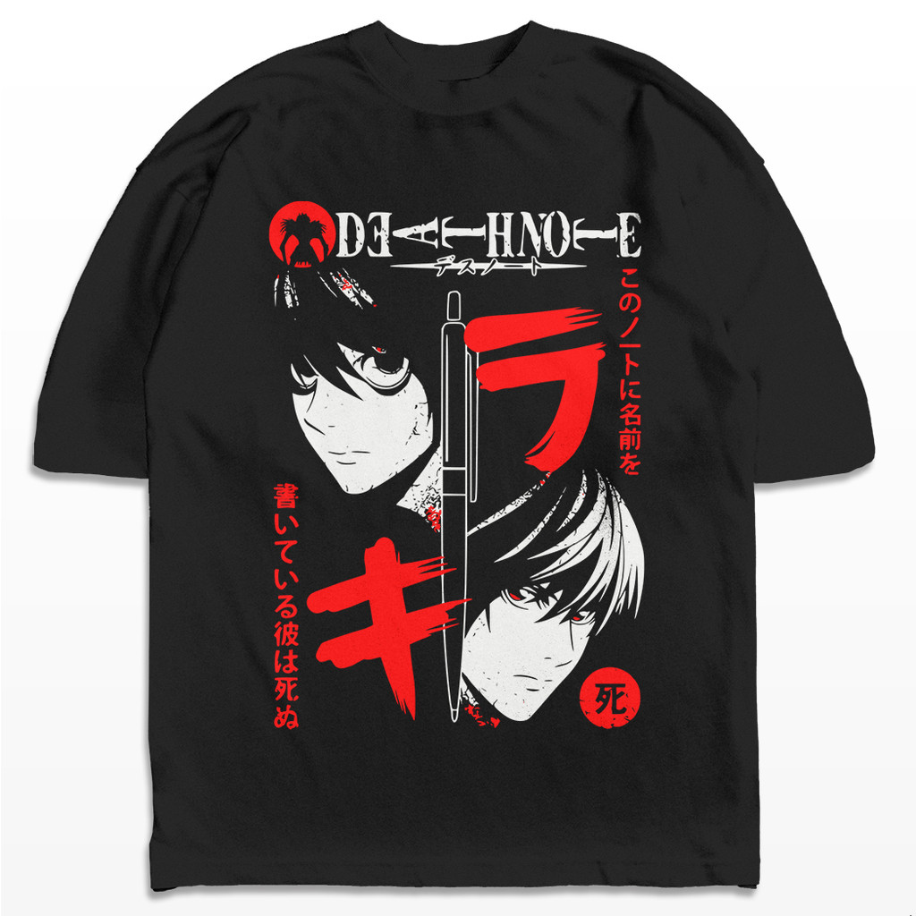 Camiseta Oversized Death Note – Light and Kira Streetwear Harajuku Aesthetic Camisa Unissex