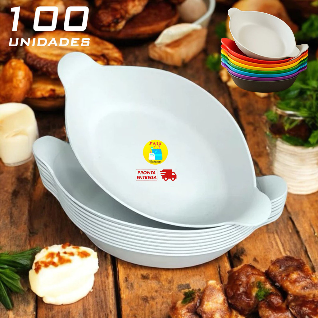 Kit 25 a 100 Petisqueira saladeira plastico canoa barca petisco churrasco festa barquinha frios em Oferta na Shopee