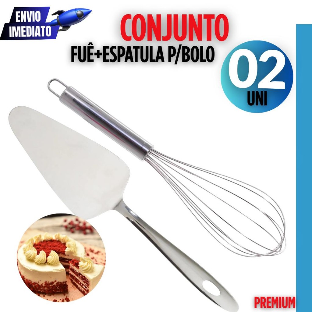 Kit Fouet Inox + Espátula de Bolo – Praticidade na Confeitaria e Cozinha