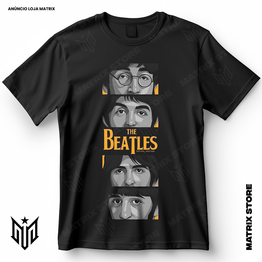 Camisa The Beatles John Lennon Paul McCartney George Harrison Ringo Starr Blusa Camiseta de Rock 100% Algodão