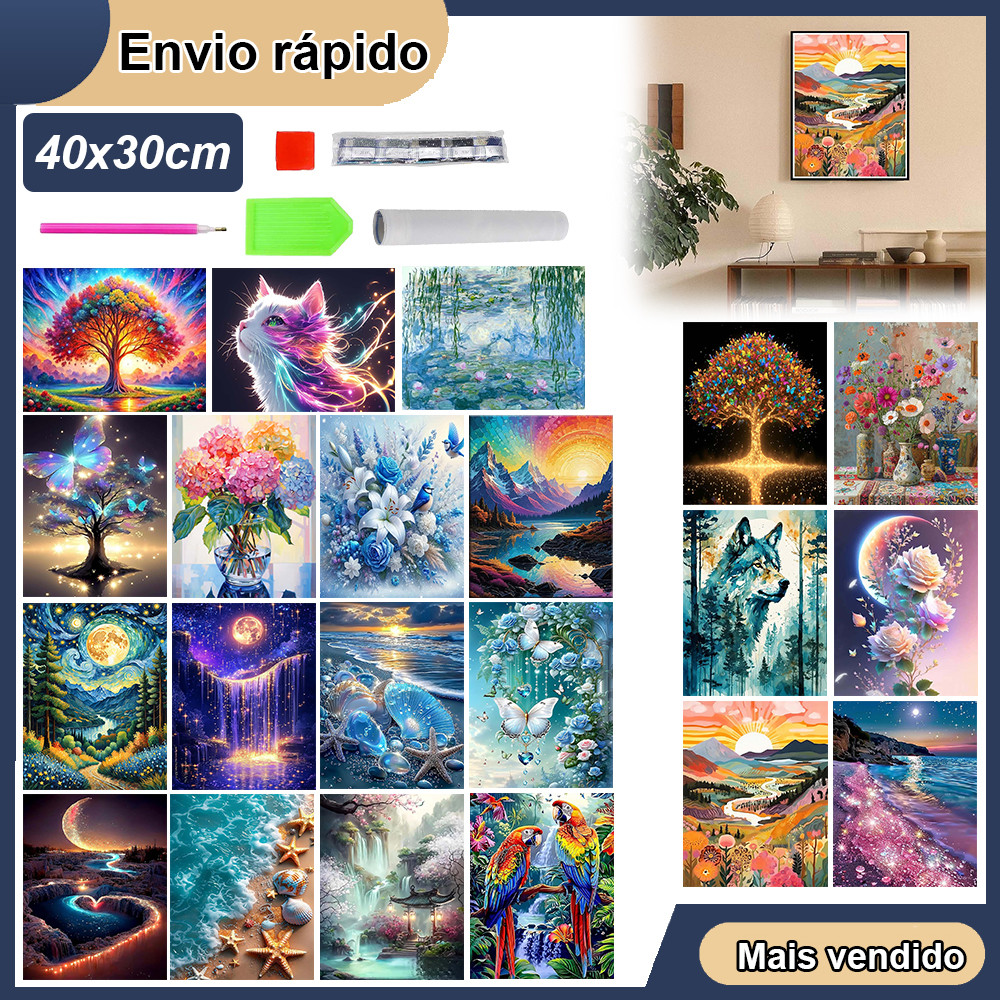 Quadrado Kit Pintura de Diamante 5d Paisagem Variados Diamond Paiting 40x30cm em Oferta na Shopee