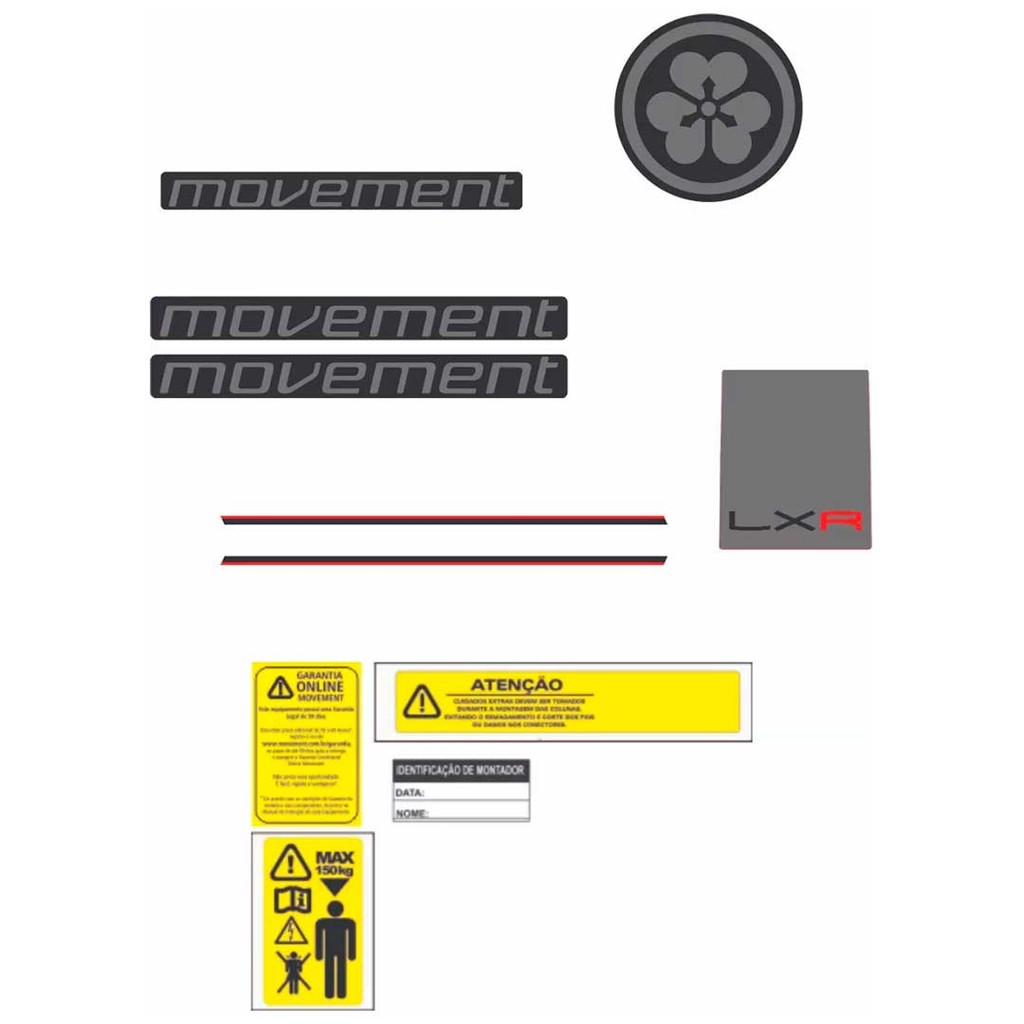 6 Kit Adesivos Bicicleta Movement Lx-r - Original