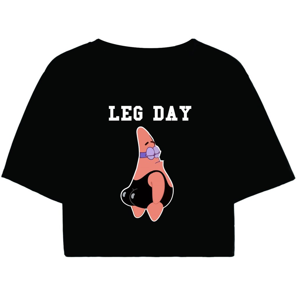 Cropped Preto blogueira Academia Patrick Leg Day/ treino de perna manga curta em Oferta na Shopee
