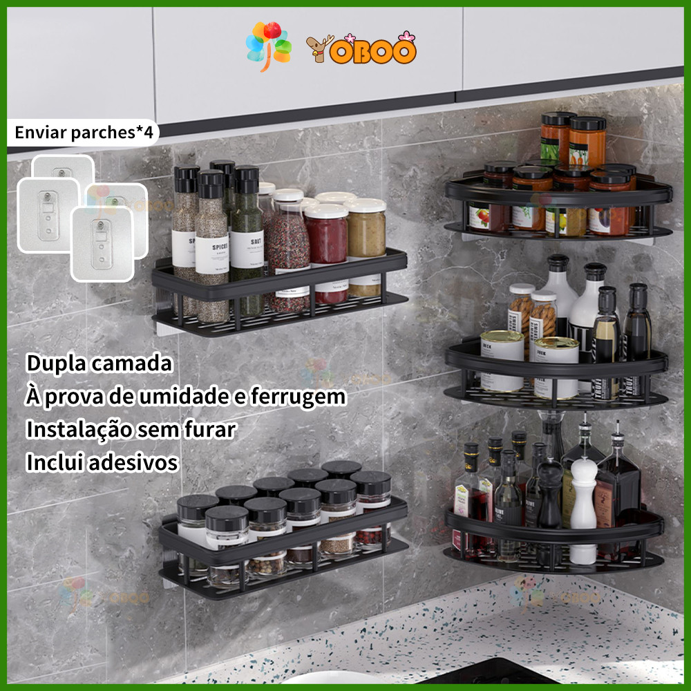 YOBOO Kit 2 suporte para shampoo banheiro de alumínio organizador  oprateleira banheiro com adesivo 
