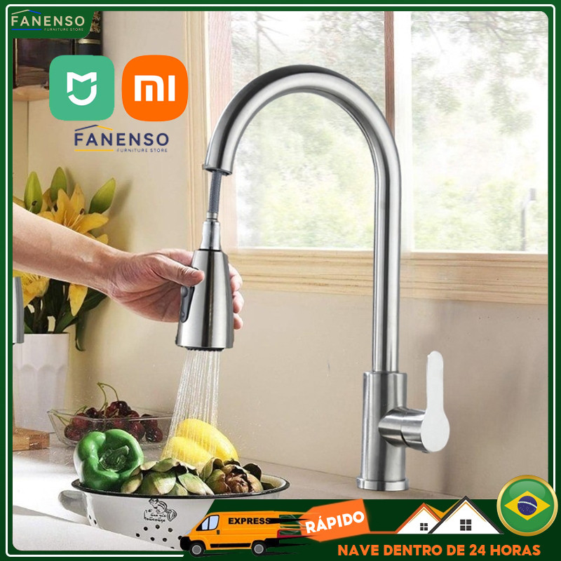 Xiaomi MIJIA Torneira Gourmet Pia Cozinha Com Extensor Flexível Misturador Monocomando Pull Down Ducha Spray Arejador