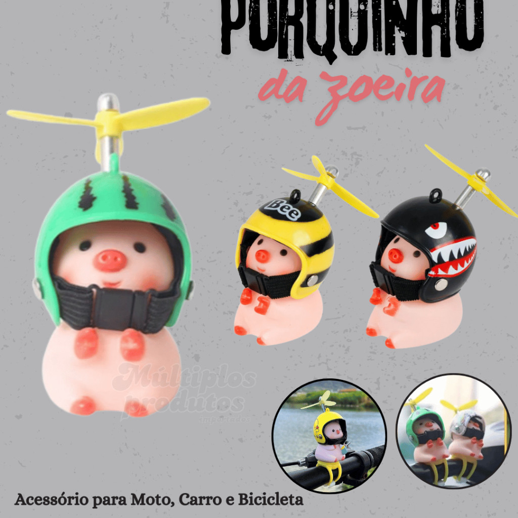 Porquinho Jack Da Zoeira Com Led Capacetes Enfeite Para Guidões de Bicicletas Motos Carro em Oferta na Shopee