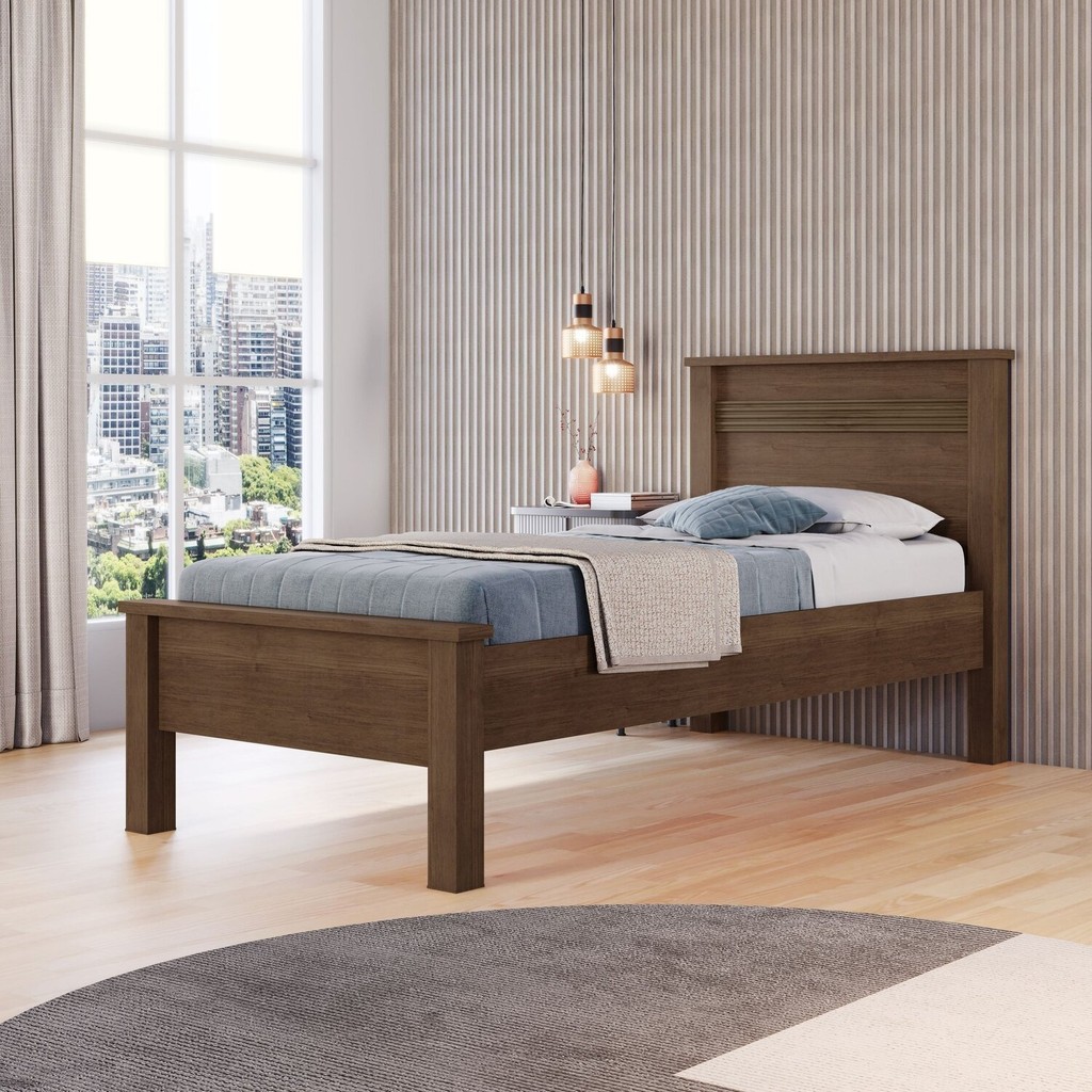 Cama Solteiro Irlanda  Cacau - Home & Living