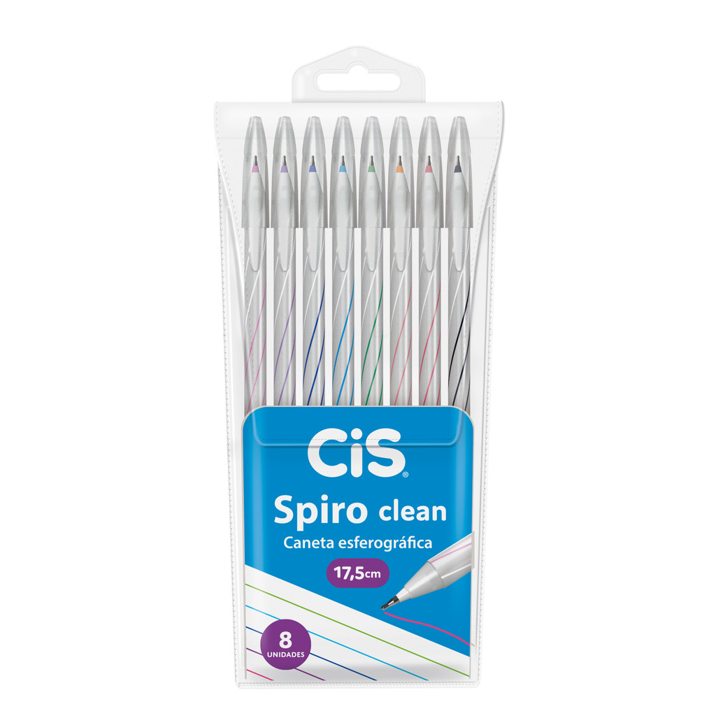Canetas Spiro Clean Esferográficas 8 Cores 0.7mm em Oferta na Shopee