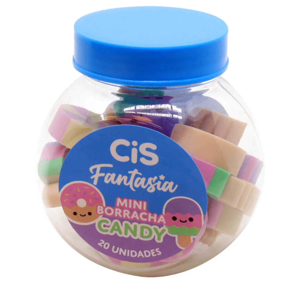 Borracha Mini Candy Cis Fantasia 20 Unidades Escolar Cor Azul Papelaria Fofa