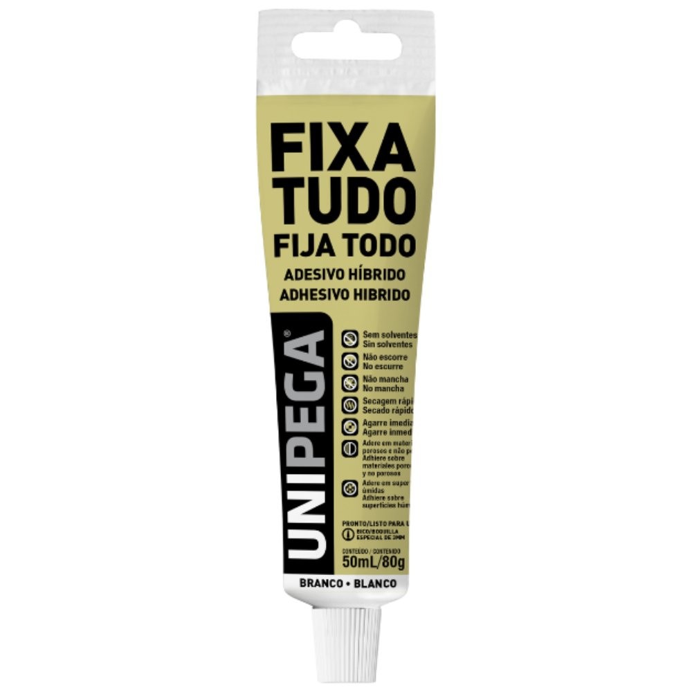 Fixa Tudo Branco 80g Bisnaga Plástica Gancheira Unipega