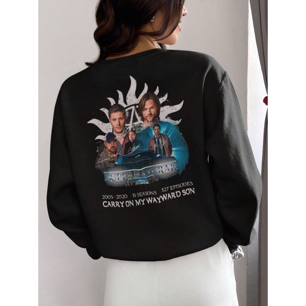 Blusa Moletom Gola Redonda Serie Clássica Personagens Dean Winchester, Sam Winchester, Bobby Singer, Crowley e Castiel.