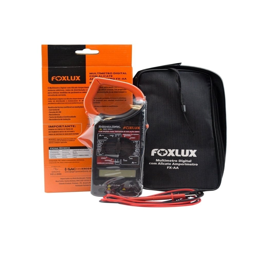 Multimetro Digital FoxLux com Alicate Amperimetro em Oferta na Shopee