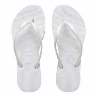 Chinelo Havaianas Slim Branco Infantil Confortável Macio 1312I- Menina