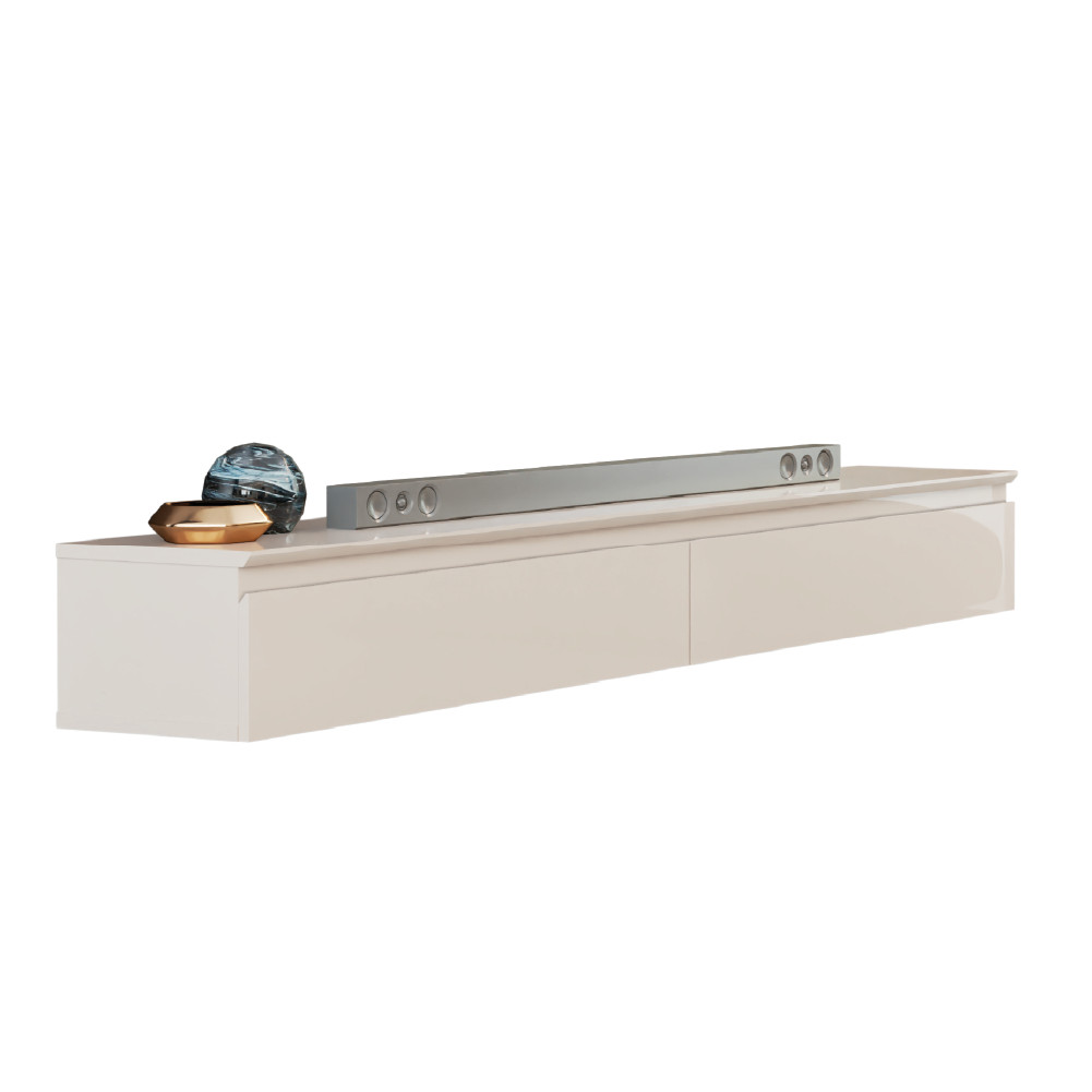 Rack Suspenso Para Painel ou TV até 55 Polegadas 2 Gavetas 1,35m Aspen Off White EDN - Home & Living