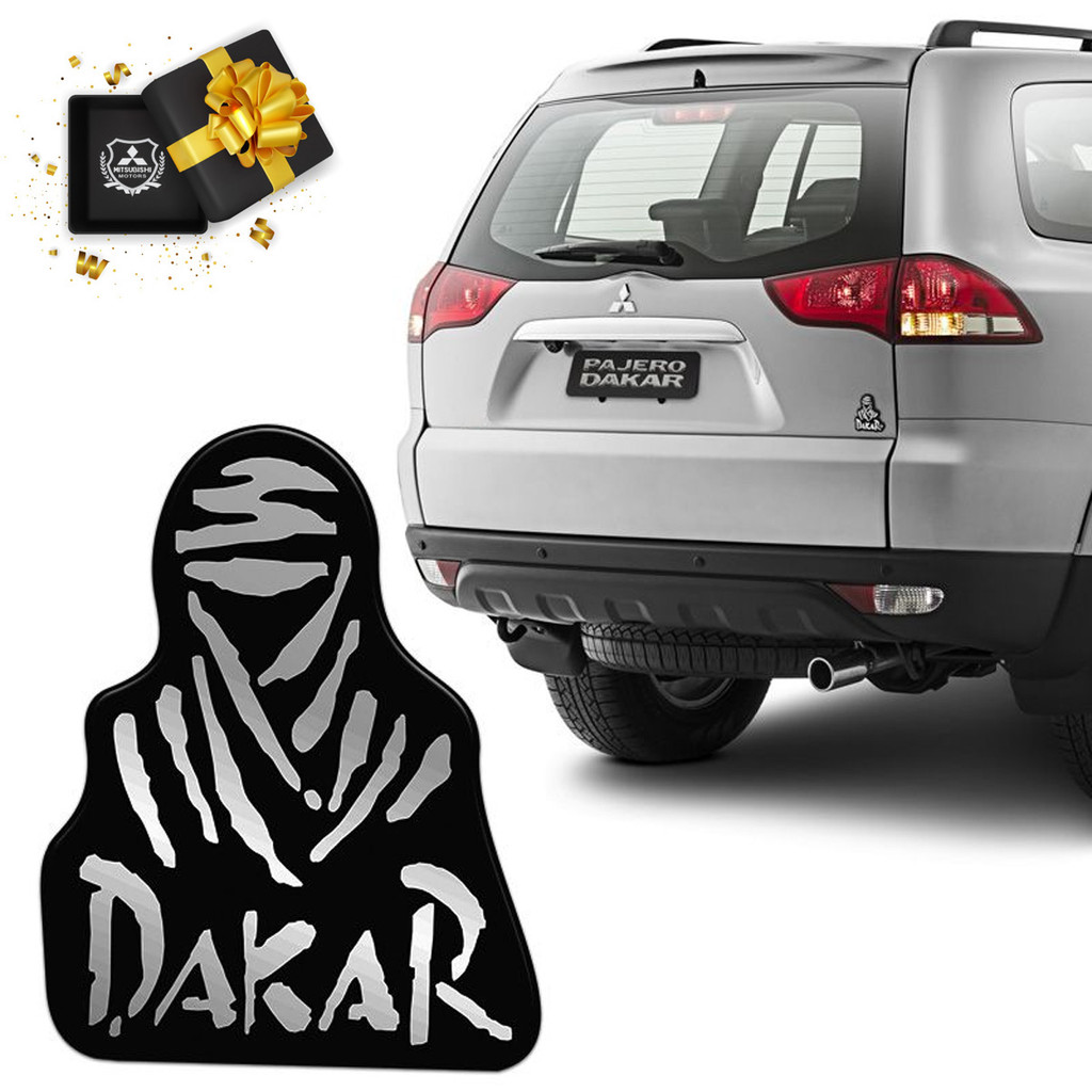 Emblema Resinado Pajero Dakar Preto Adesivo Modelo Original
