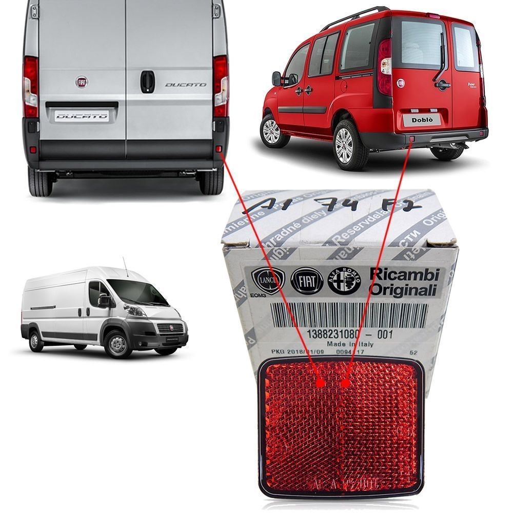 OLHO GATO REFLETOR TRASEIRO ORIGINAL DUCATO 2018 A 2021 FIAT DOBLÔ 2010 A 2021