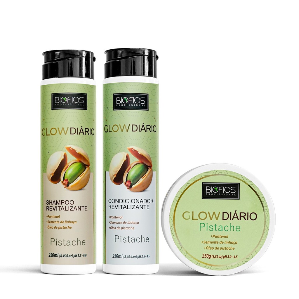 Kit Nutrição Glow Diário Revitalizante - Pistache - Biofios Profissional