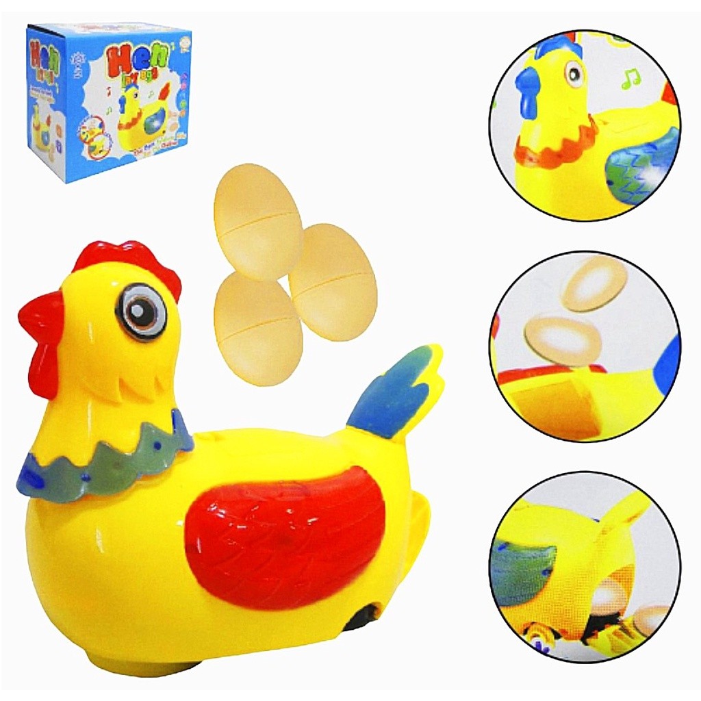 Galinha de Brinquedo Bate e Volta, Gira 360°, Bota Ovos com Som e Luzes em Oferta na Shopee