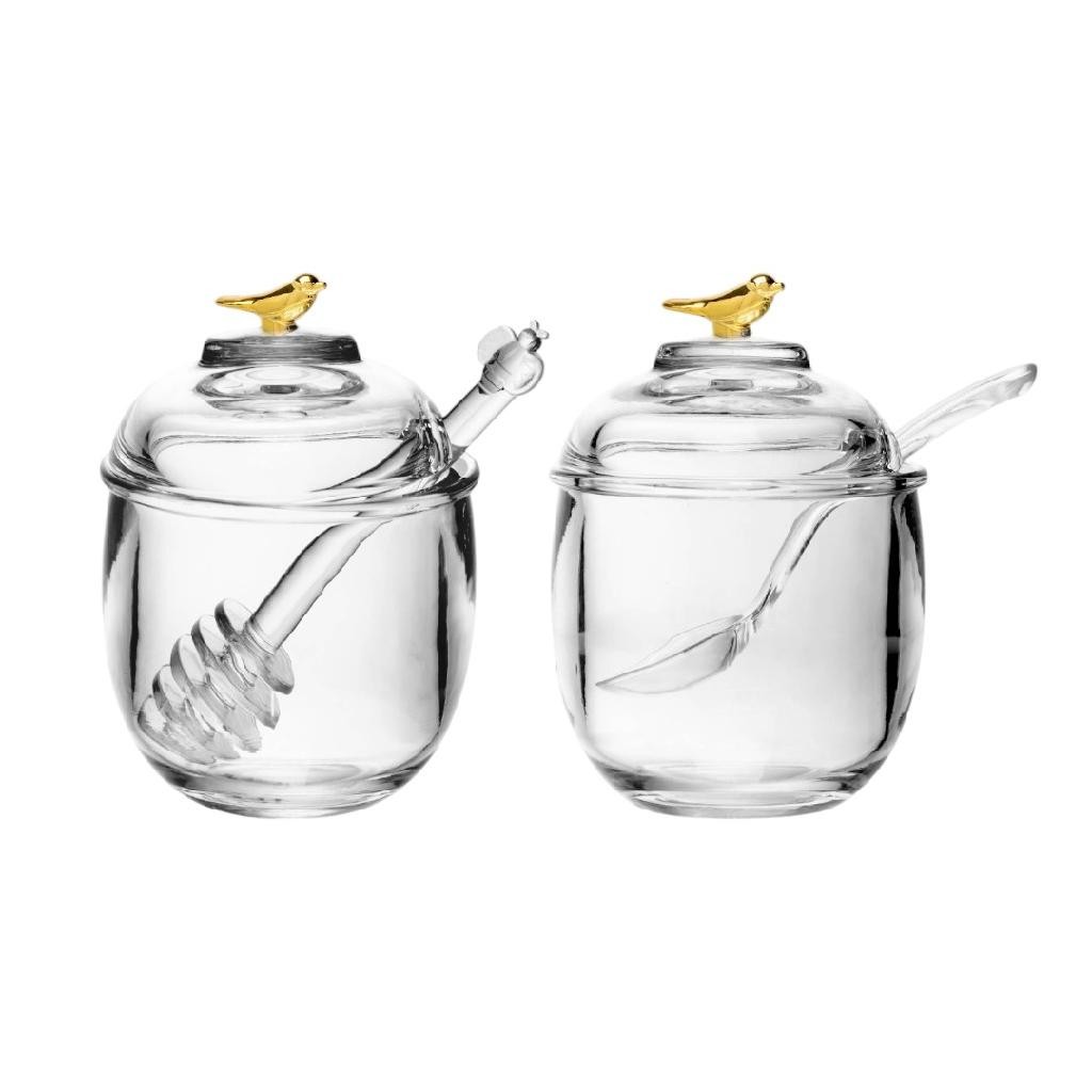 Meleira & Açucareiro de Cristal Detalhe Pássaro Dourado Fofo Wolff — R$ 79,90 em Shopee