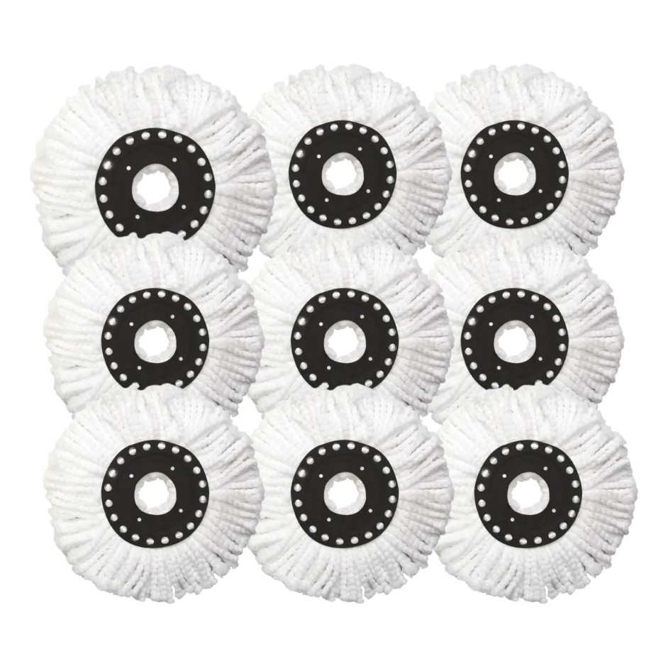 Kit 9 Refil Mop Balde Giratório 360 Microfibra Branco 9 Und
