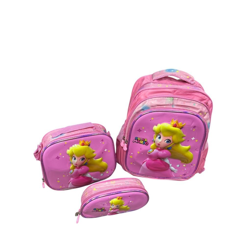 Mochila Escolar E Passeio Princesa Peach Conjunto Mário Bros