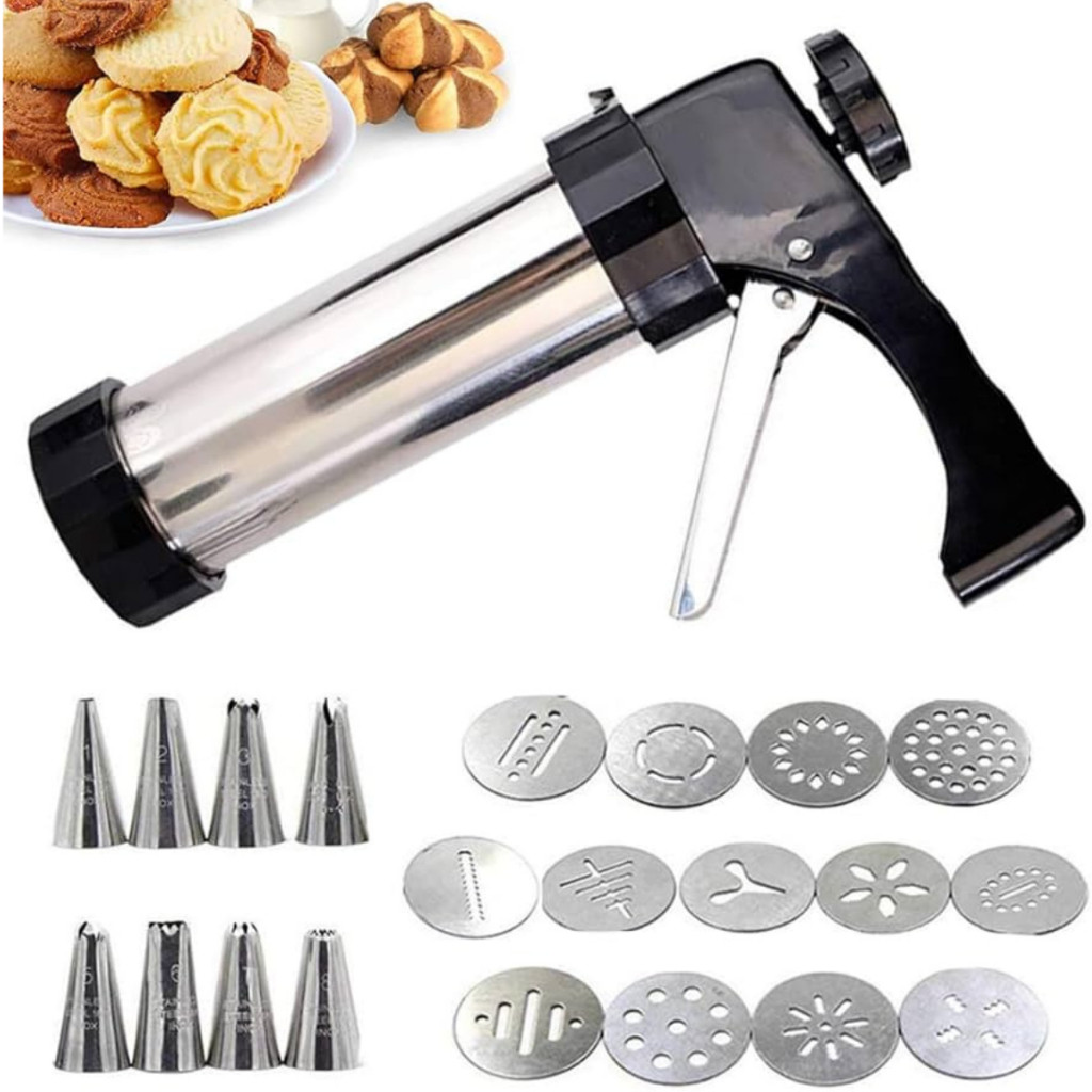 Máquina de fazer biscoito decorar biscoiteira Manual Prensa Inox Faz Biscoito Bolacha E Cookies