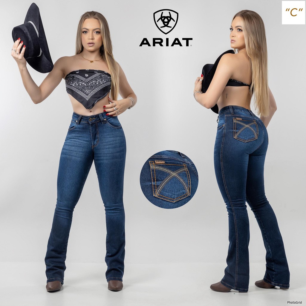 Calça Country Jeans Lycra Bordada Festa Pecuaria Vaquejada Reforçada Bot Cut