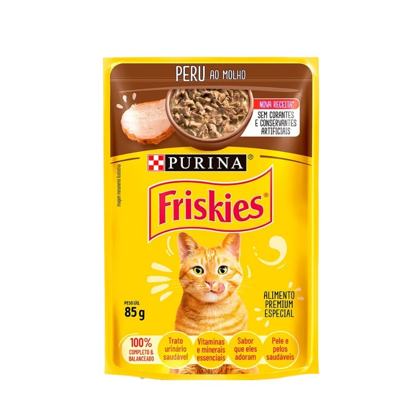 Sachê Friskies Gatos Adultos Peru ao Molho 85G