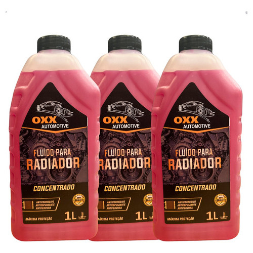 Kit 3 Litros de Aditivo Radiador Concentrado Oxx Rosa em Oferta na Shopee