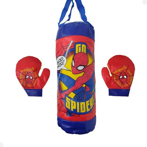 Saco Pancadas Boxe Homem Aranha Infantil 3 Peças com Luvas