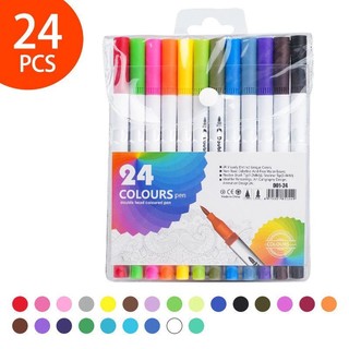 Kit12/ 24/36/48/ Canetas 2 em 1 Brush Lettering e Ponta Fina Dual Pen Canetinha Colorir D…